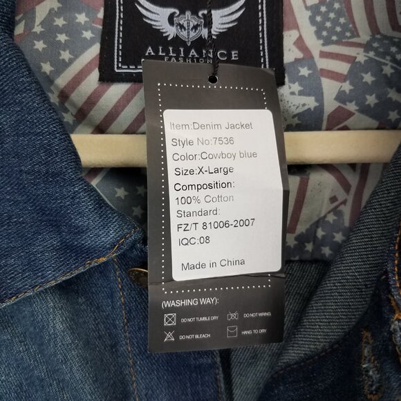 NEW Alliance Men's XL Cotton Denim Jacket in Cowboy Blue NWT - Picture 7 of 10